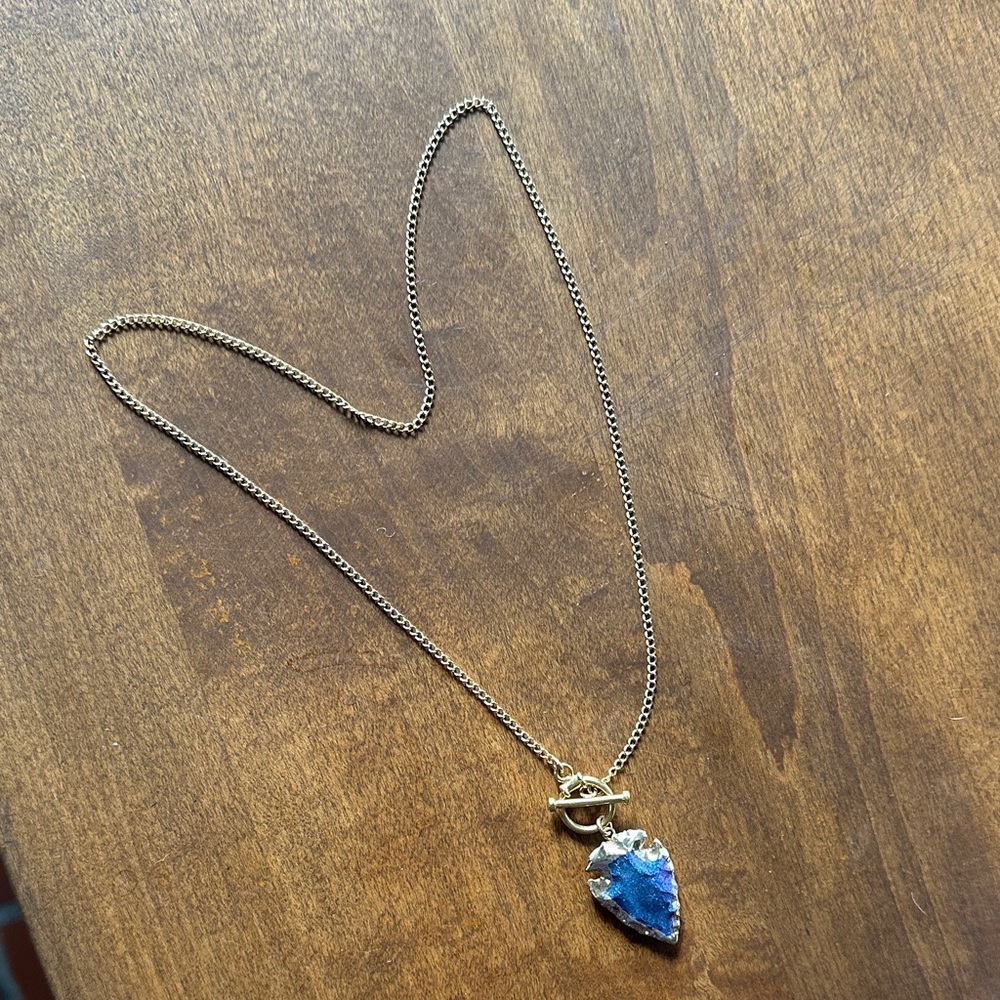 Blue Stone Arrowhead Pendant Necklace